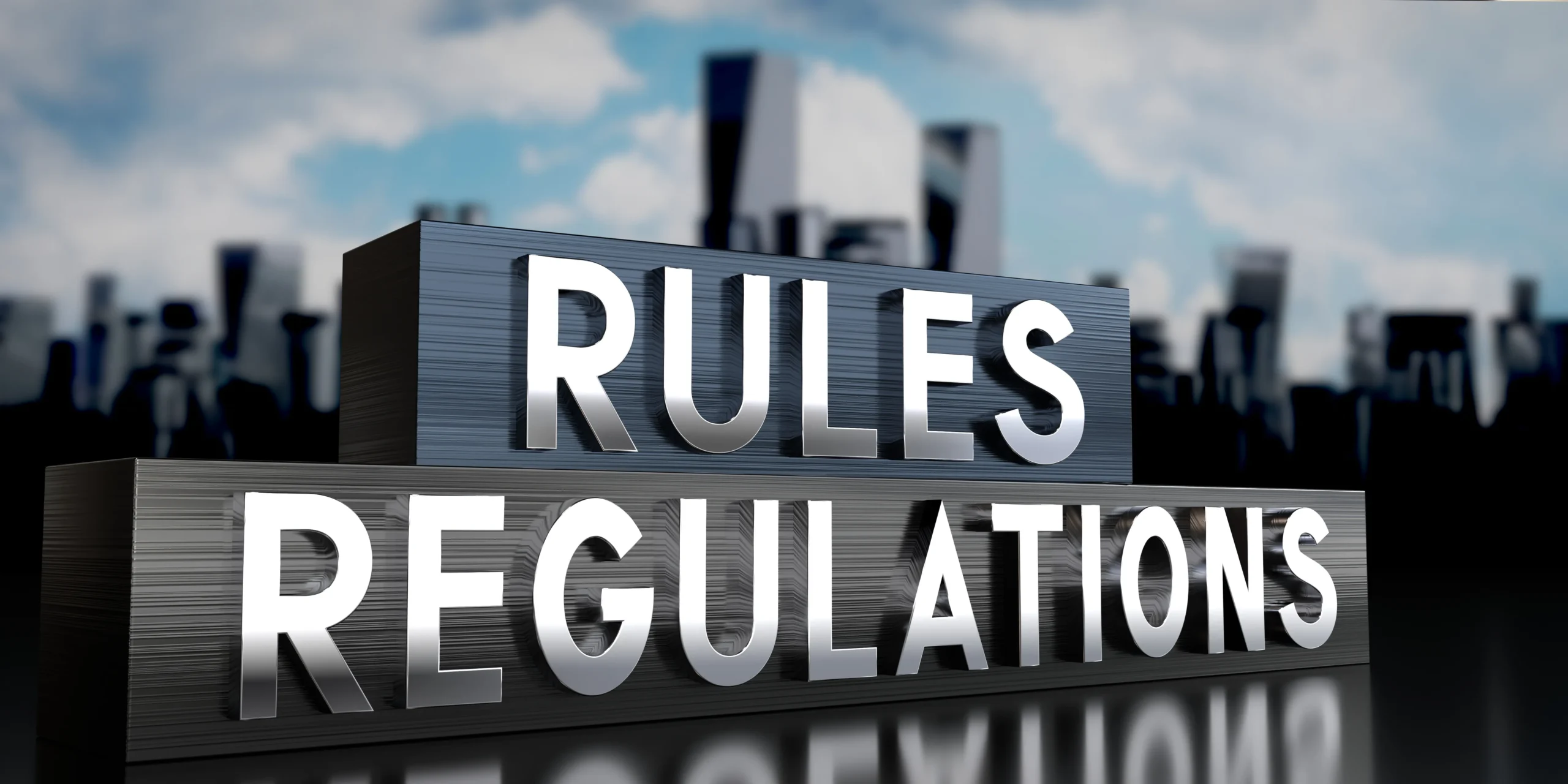 rules-regulations-metal-blocks-skyscrapers-3d-illustration